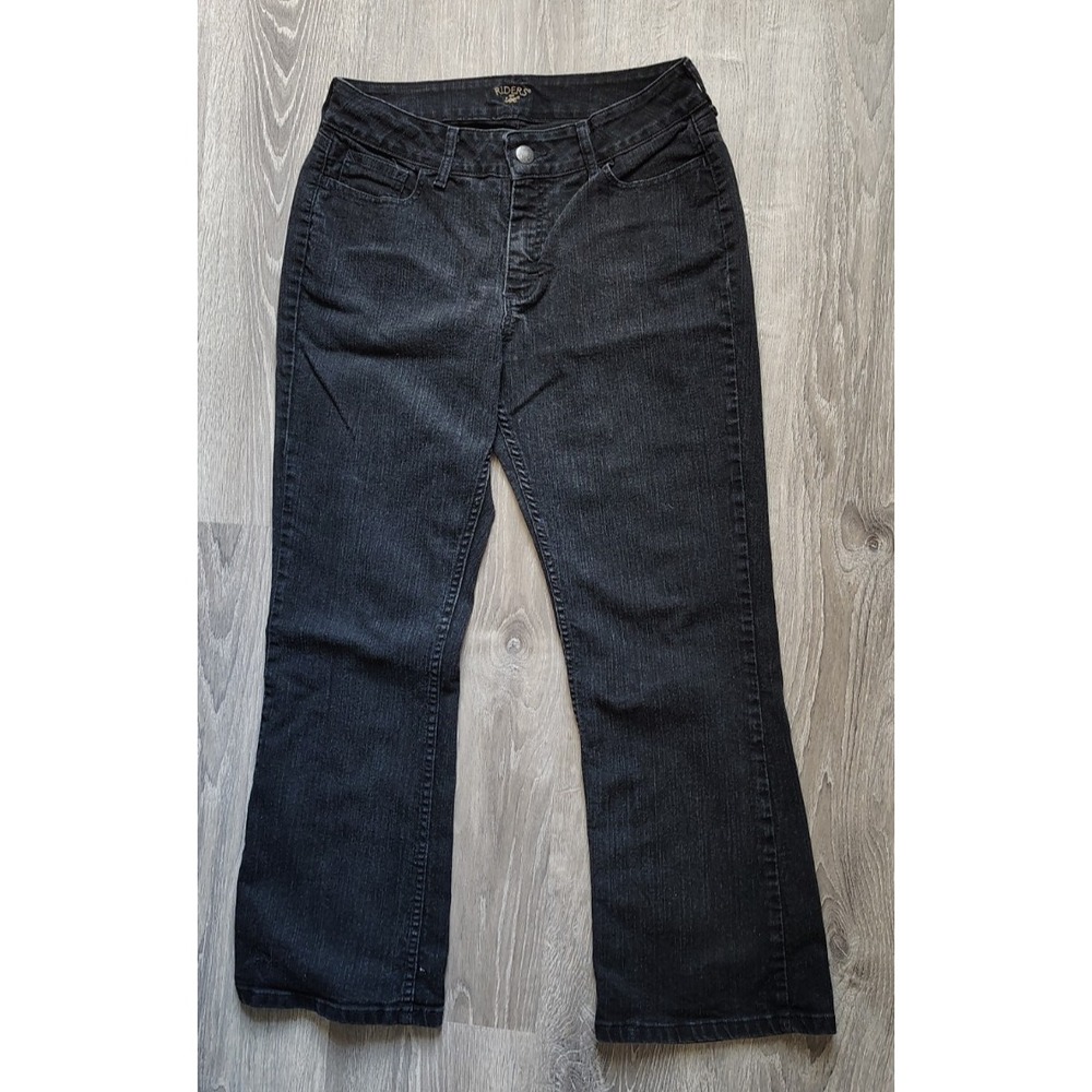 Lee Riders Women's Mid Rise Bootcut Jeans Black Stretch Dark Wash‎ Size 12P